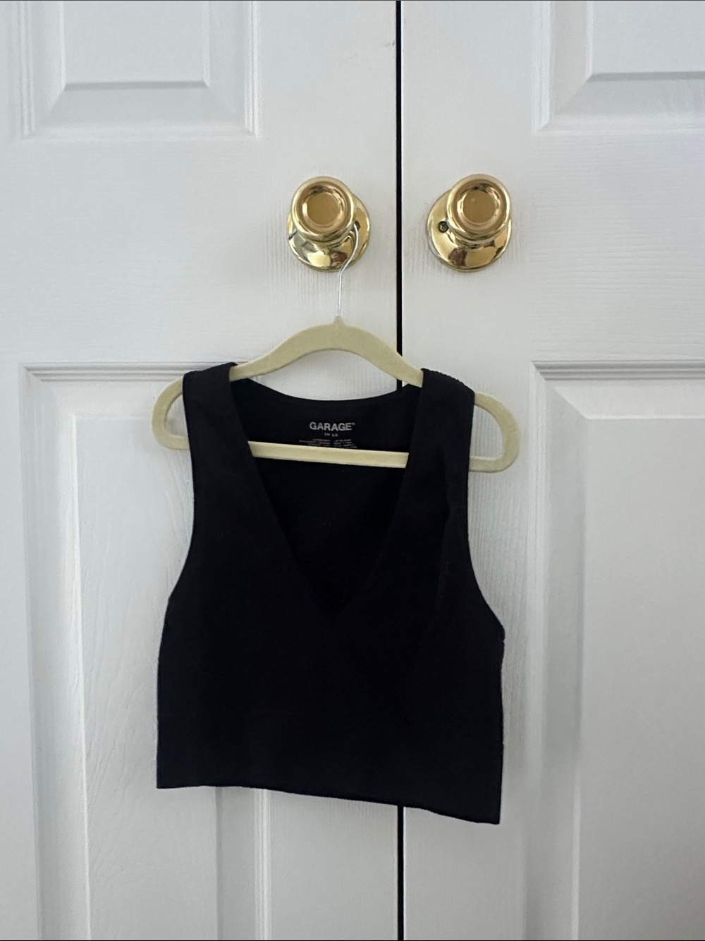 Garage Black V-Neck Cropped Tank